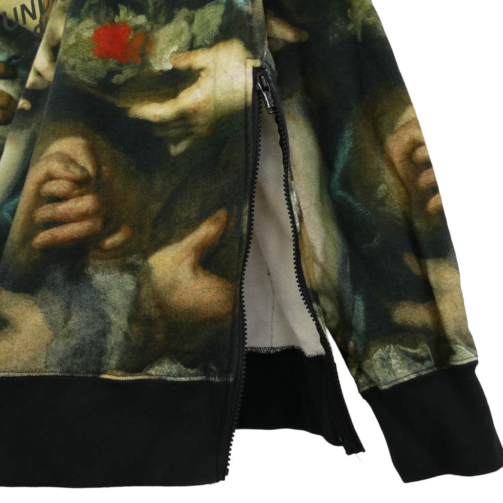 Supreme シュプリーム 15SS × UNDERCOVER アンダーカバー Hooded Sweatshirt 総柄 サイドジップ フーディー パーカー グリーン系 M【中古】