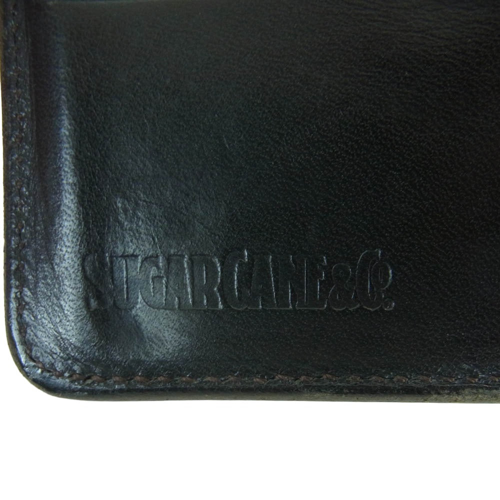 SUGAR CANE シュガーケーン レザー 2つ折り 財布 ウォレット ブラック系【中古】