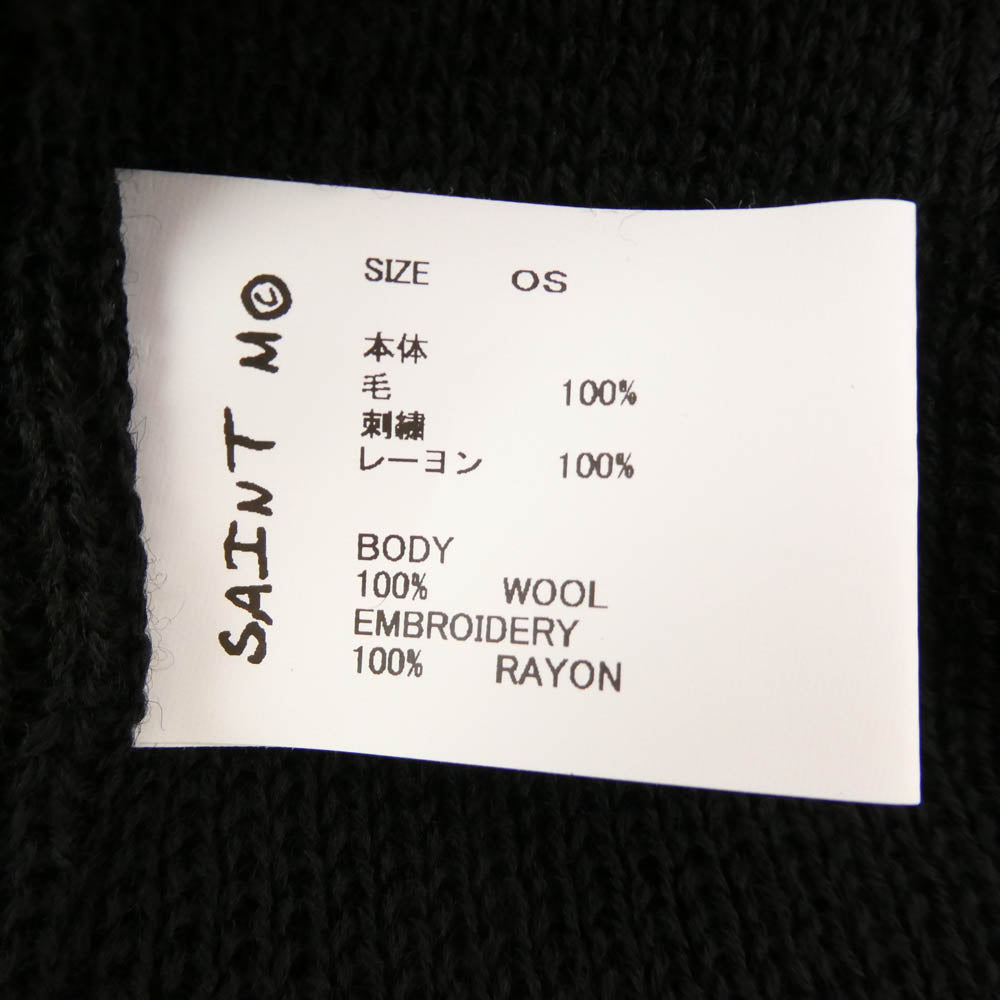 SAINT MICHAEL セントマイケル 25AW SM-HR1-0000-096 KNIT CAP SAINT ロゴワッペン ニットキャップ ビーニー ブラック系【新古品】【未使用】【中古】