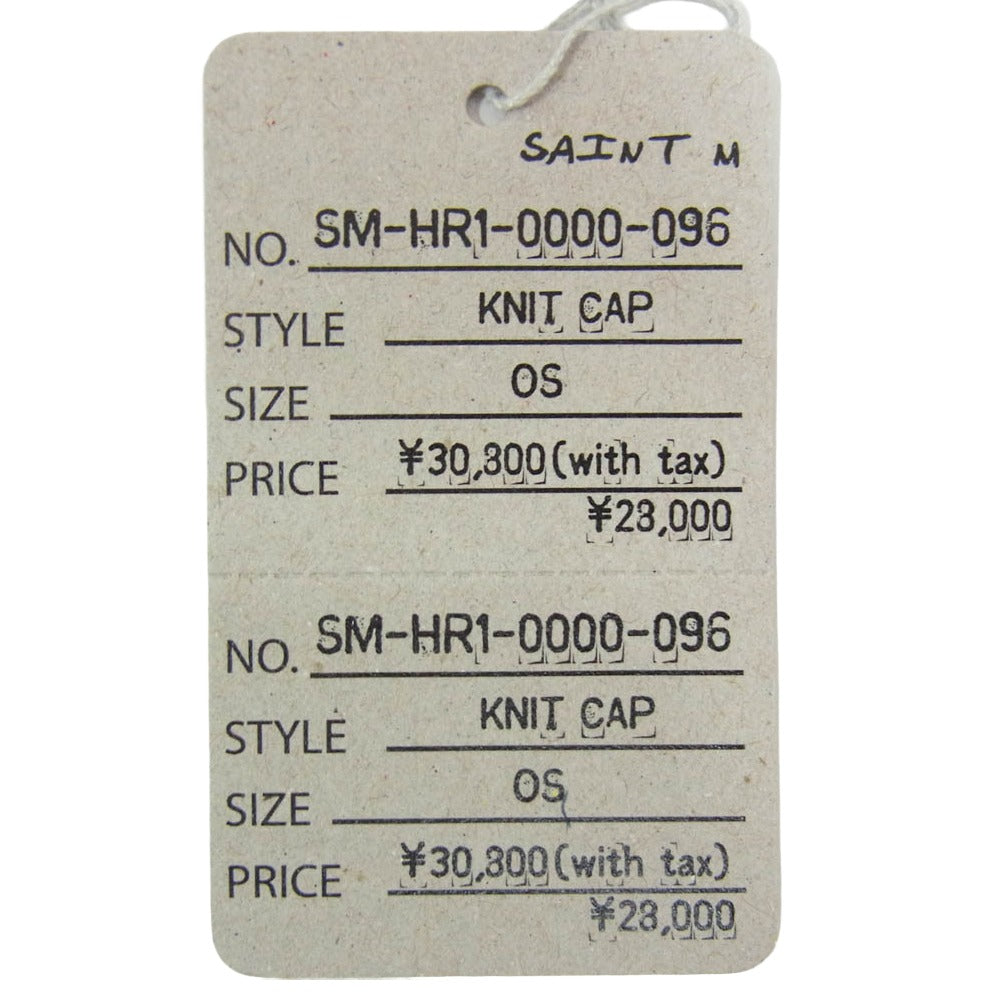 SAINT MICHAEL セントマイケル 25AW SM-HR1-0000-096 KNIT CAP SAINT ロゴワッペン ニットキャップ ビーニー ブラック系 OS【新古品】【未使用】【中古】