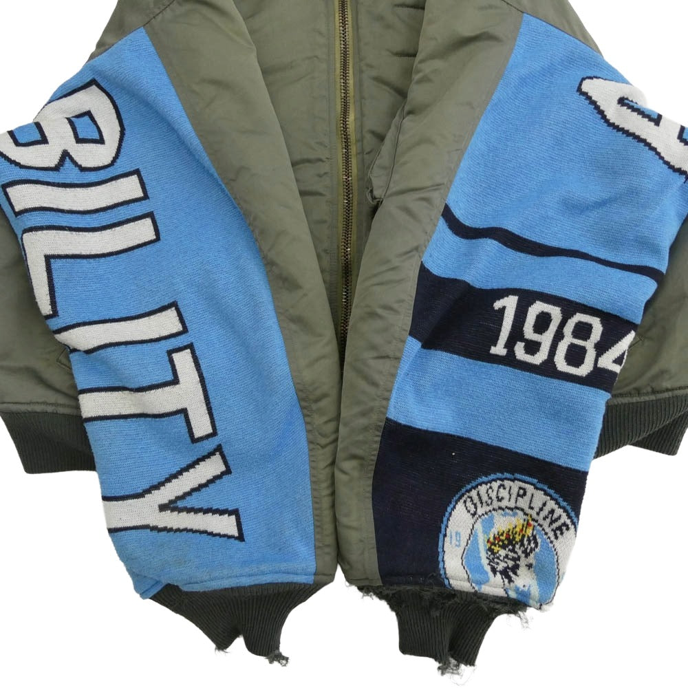 SAINT MICHAEL セントマイケル 24AW SM-YS1-0000-064 DAMEGE MA-1 ダメージ加工 ニット切替 フライトジャケット ブルゾン カーキ系 オレンジ系 L【中古】