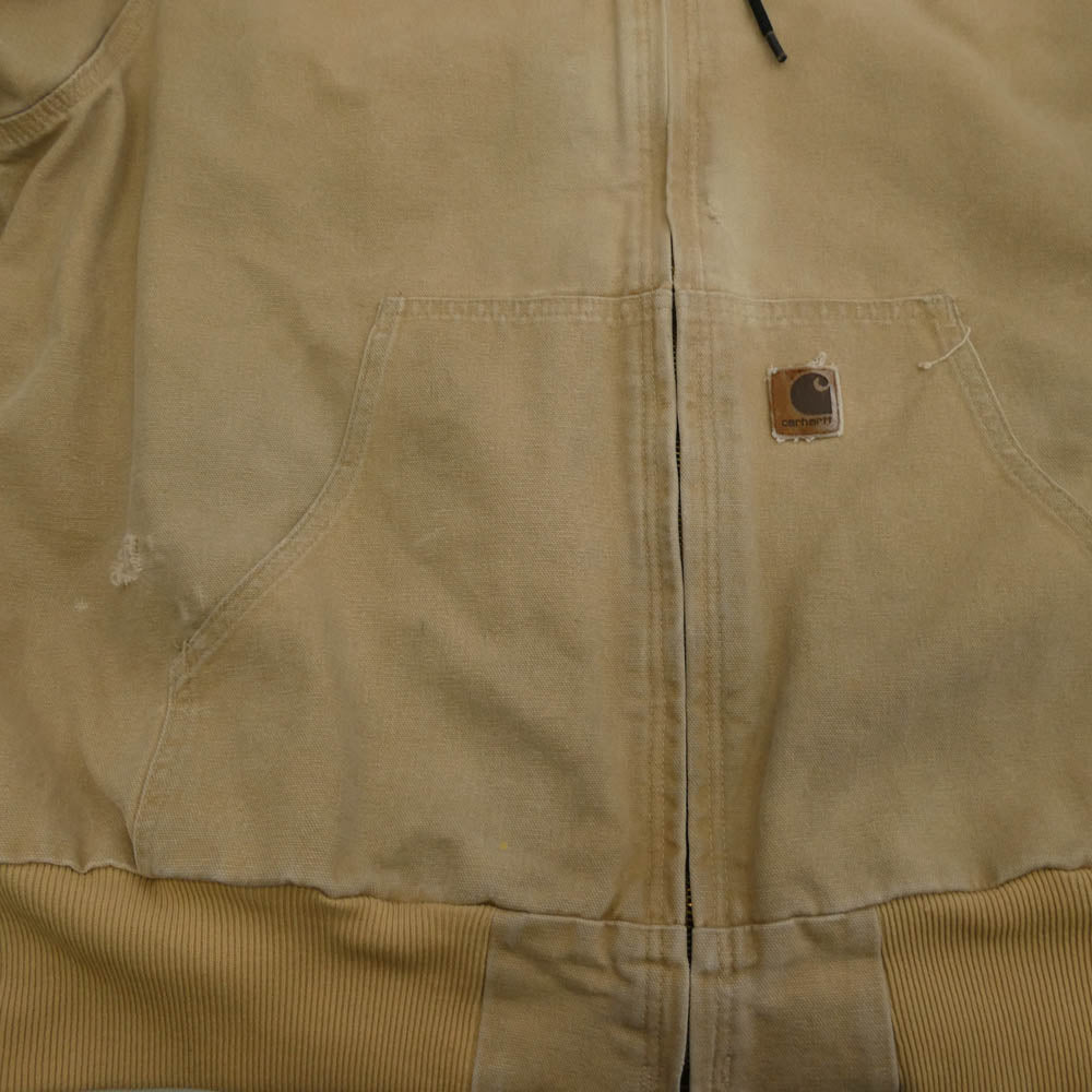 Carhartt カーハート J25 00's ACTIVE JACKET バック刺繍 アクティブ ジャケット フーデッドジャケット ベージュ系 XL【中古】