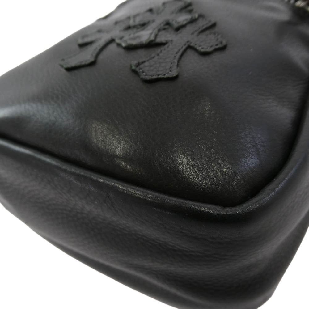 CHROME HEARTS クロムハーツ(原本無) TAKA MINI LTHR タカミニ セメタリークロスパッチ レザー ショルダーバッグ ブラック系【中古】