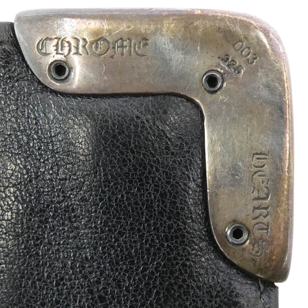 CHROME HEARTS クロムハーツ(原本無) LNG SNGL FLD TIPS シングルフォールド レザー財布 ブラック系 シルバー系【中古】