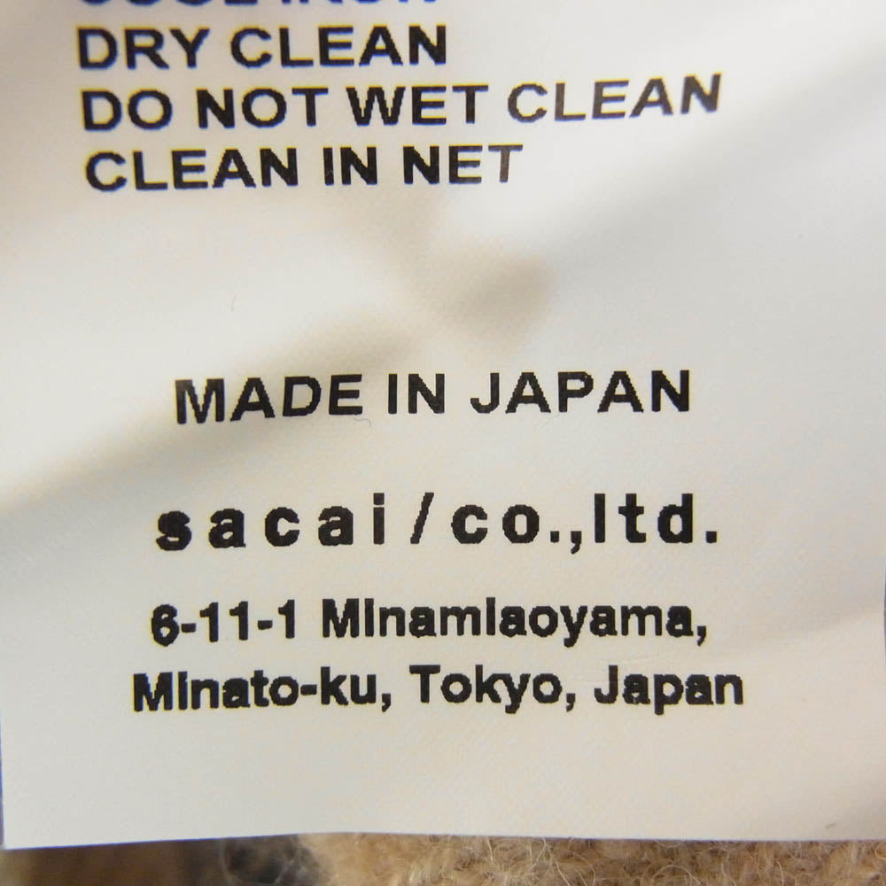 Sacai サカイ 19AW 19-04555 ウール アルパカ モヘア混 レオパード柄 タートルネック ニット セーター ブラウン系 2【中古】