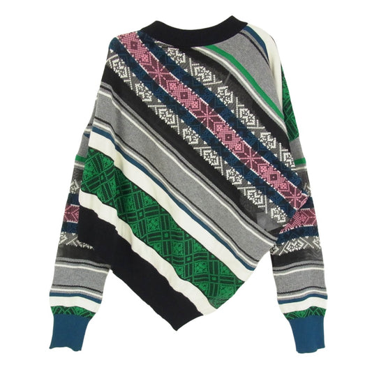 Sacai サカイ 22SS 22-05997 ラグ ジャカード アシンメトリー プルオーバー ニット セーター マルチカラー系 2【中古】
