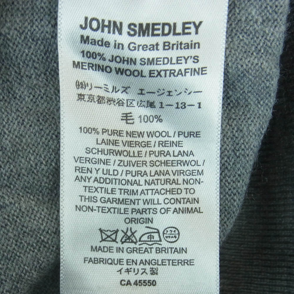 JOHN SMEDLEY ジョンスメドレー 英国製 ポケット付き モックネック ボトルネック ピュアウール ニット セーター グレー系 M【中古】