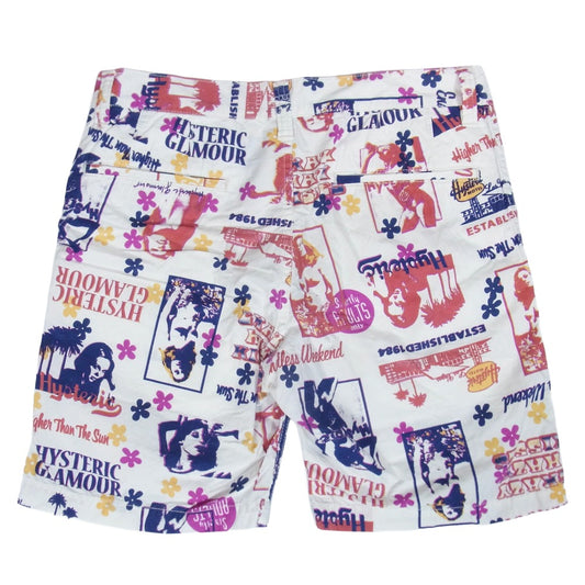 HYSTERIC GLAMOUR ヒステリックグラマー 0232AM03 ガール総柄 ショートパンツ ハーフパンツ ホワイト系 M【中古】