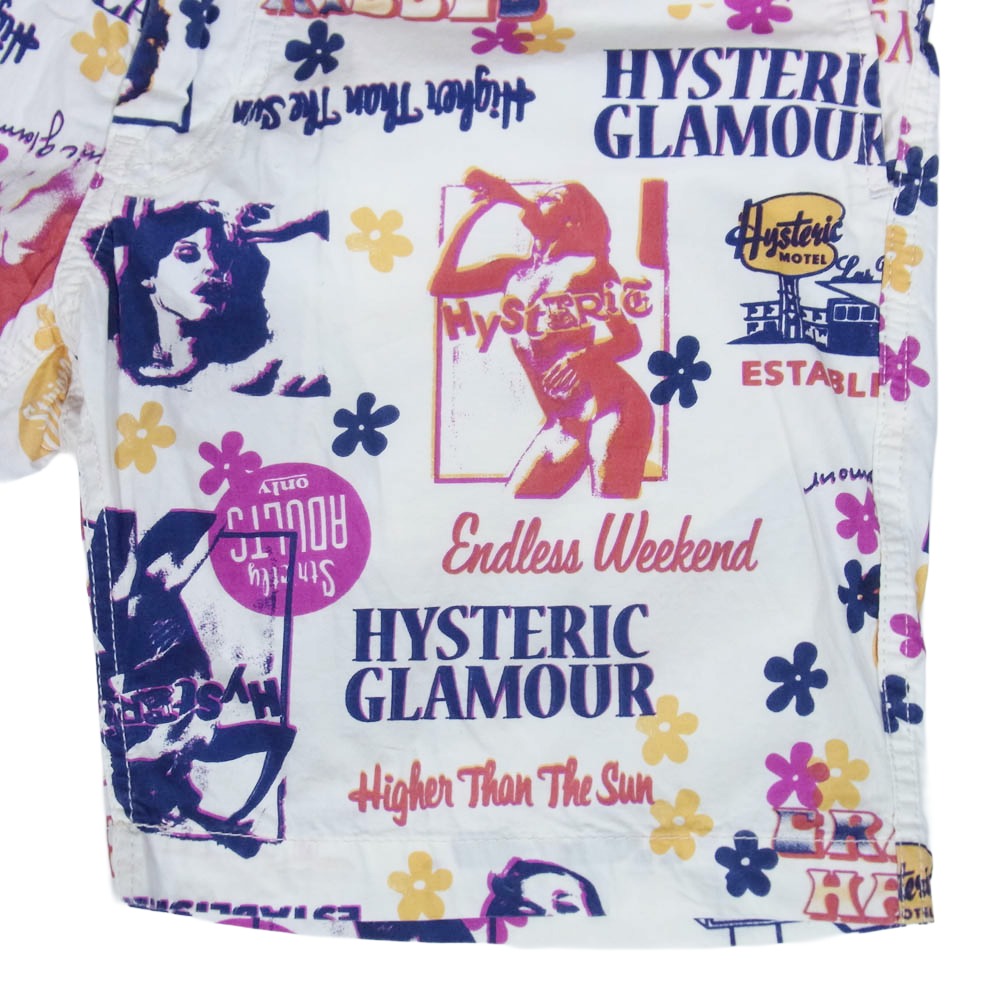 HYSTERIC GLAMOUR ヒステリックグラマー 0232AM03 ガール総柄 ショートパンツ ハーフパンツ ホワイト系 M【中古】