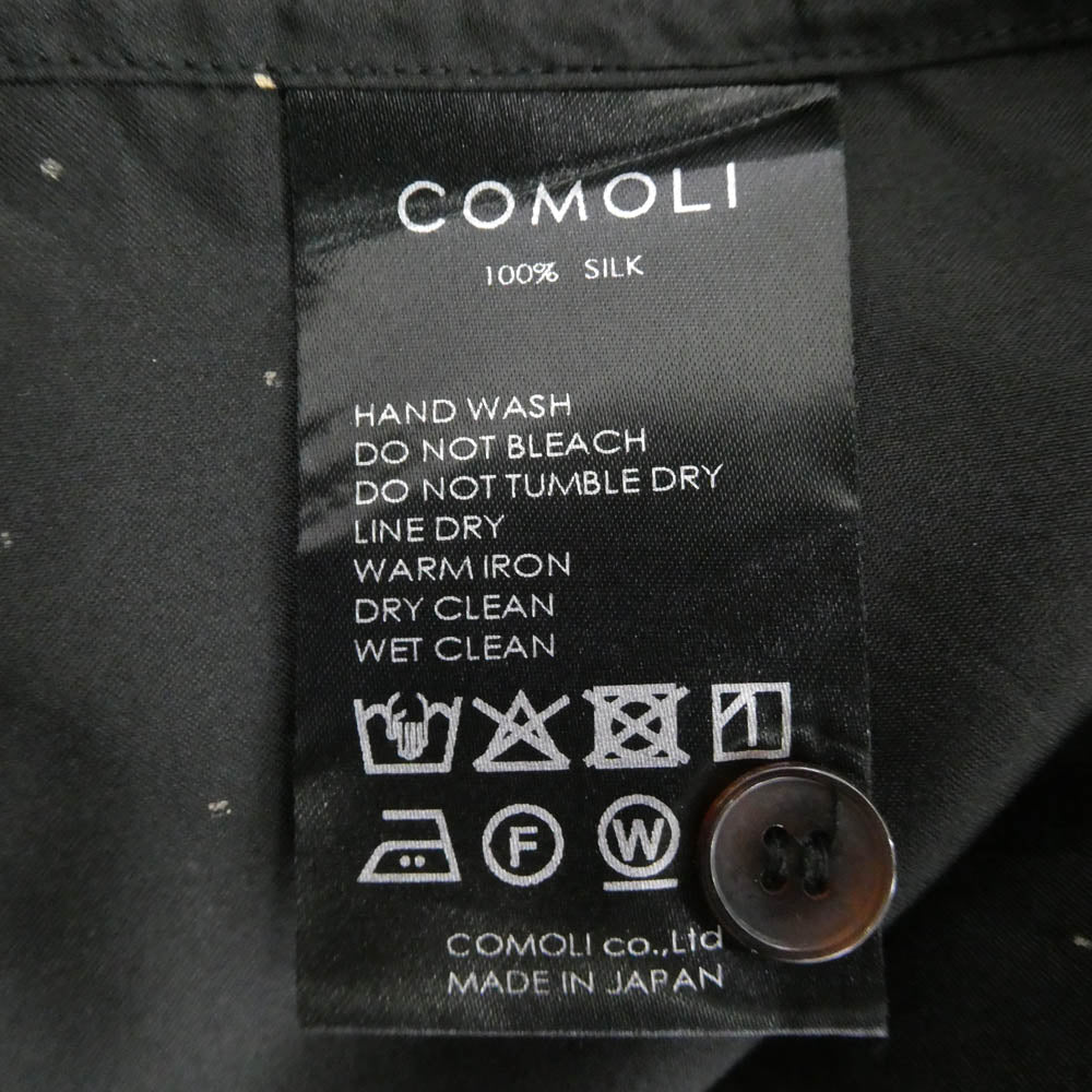 COMOLI コモリ 25SS B01-02015 シルクドット コモリシャツ ブラック系 3【中古】