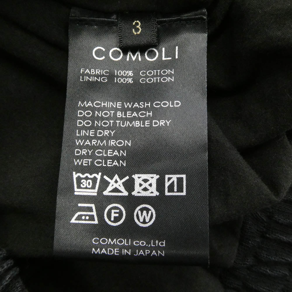 COMOLI コモリ 25AW C03-05005 コットンジャージ G8ジャケット ブルゾン ブラック系 3【中古】