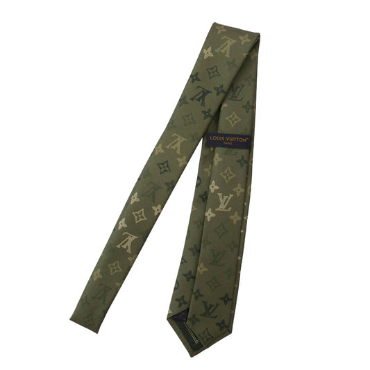 LOUIS VUITTON ルイ・ヴィトン M97691 モノグラム サープラス S00 シルク ネクタイ モスグリーン系 モノグラム【極上美品】【中古】