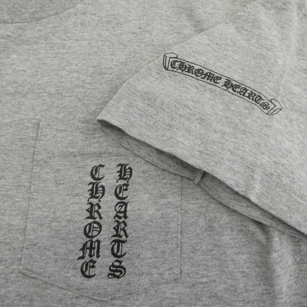 CHROME HEARTS クロムハーツ(原本無) オールド スクロールラベル ロゴ 半袖 Tシャツ グレー グレー系 M【中古】