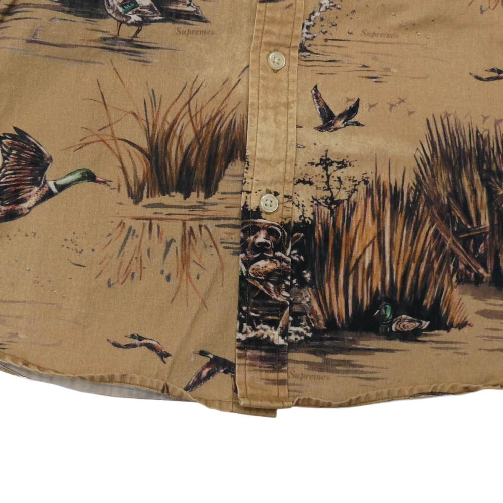 Supreme シュプリーム 12AW Dogs & Ducks Shirt ドッグス ダックス 長袖 総柄 シャツ ベージュ系 M【中古】