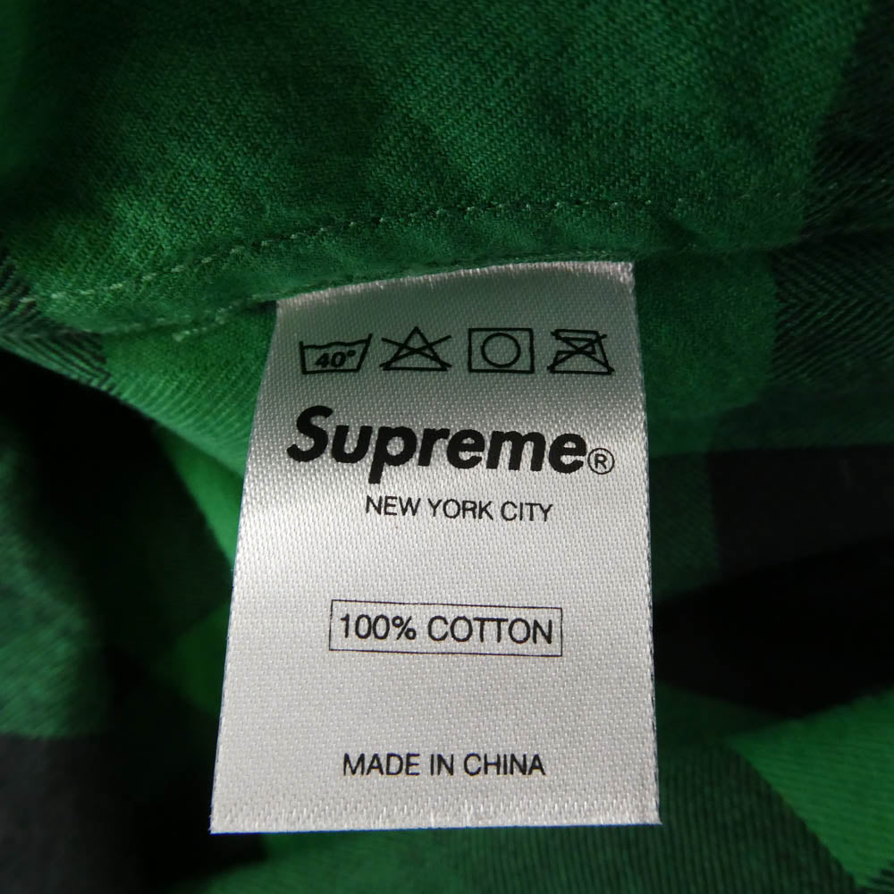 Supreme シュプリーム 09AW-10AW Buffalo Flannel Shirt バッファロー フランネル ブロック チェック ロング スリーブ ボタンダウン 長袖 シャツ グリーン系 M【美品】【中古】