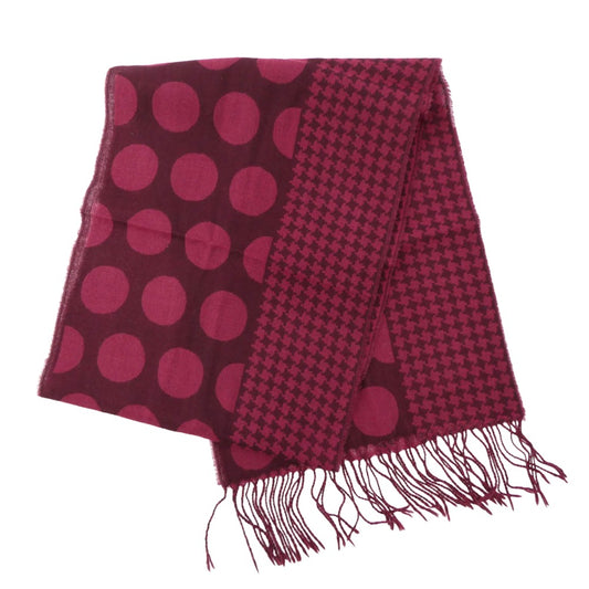 Yohji Yamamoto POUR HOMME ヨウジヤマモトプールオム HC-L02-155 ウール ドット?ハウンドトゥース ストール ワインレッド系【中古】