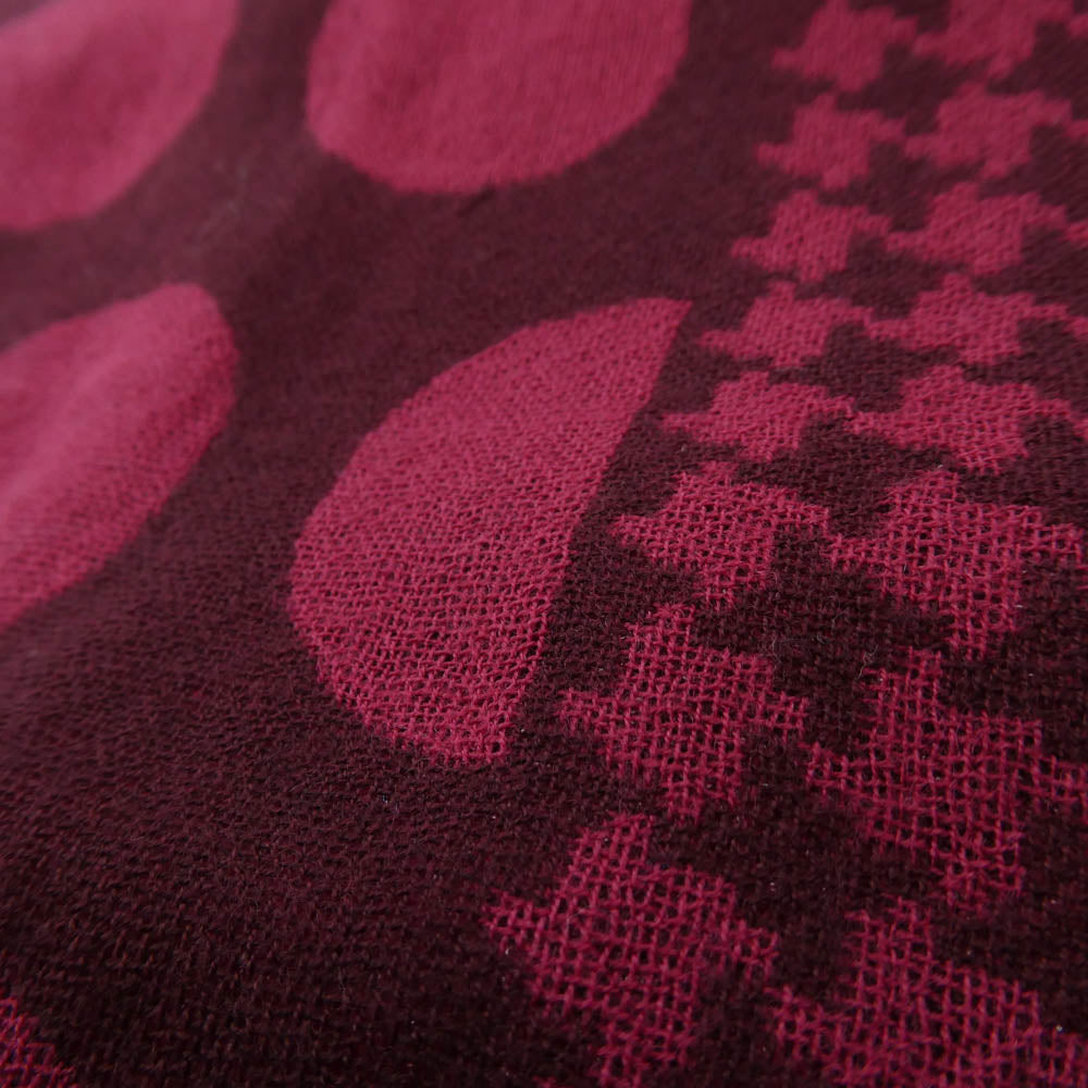 Yohji Yamamoto POUR HOMME ヨウジヤマモトプールオム HC-L02-155 ウール ドット?ハウンドトゥース ストール ワインレッド系【中古】