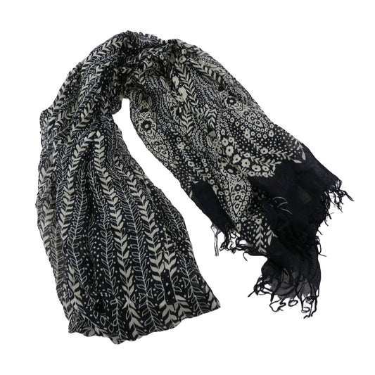 Yohji Yamamoto POUR HOMME ヨウジヤマモトプールオム 15SS HU-L03-243 シルク混レーヨン ストール ブラック系 ホワイト系【中古】