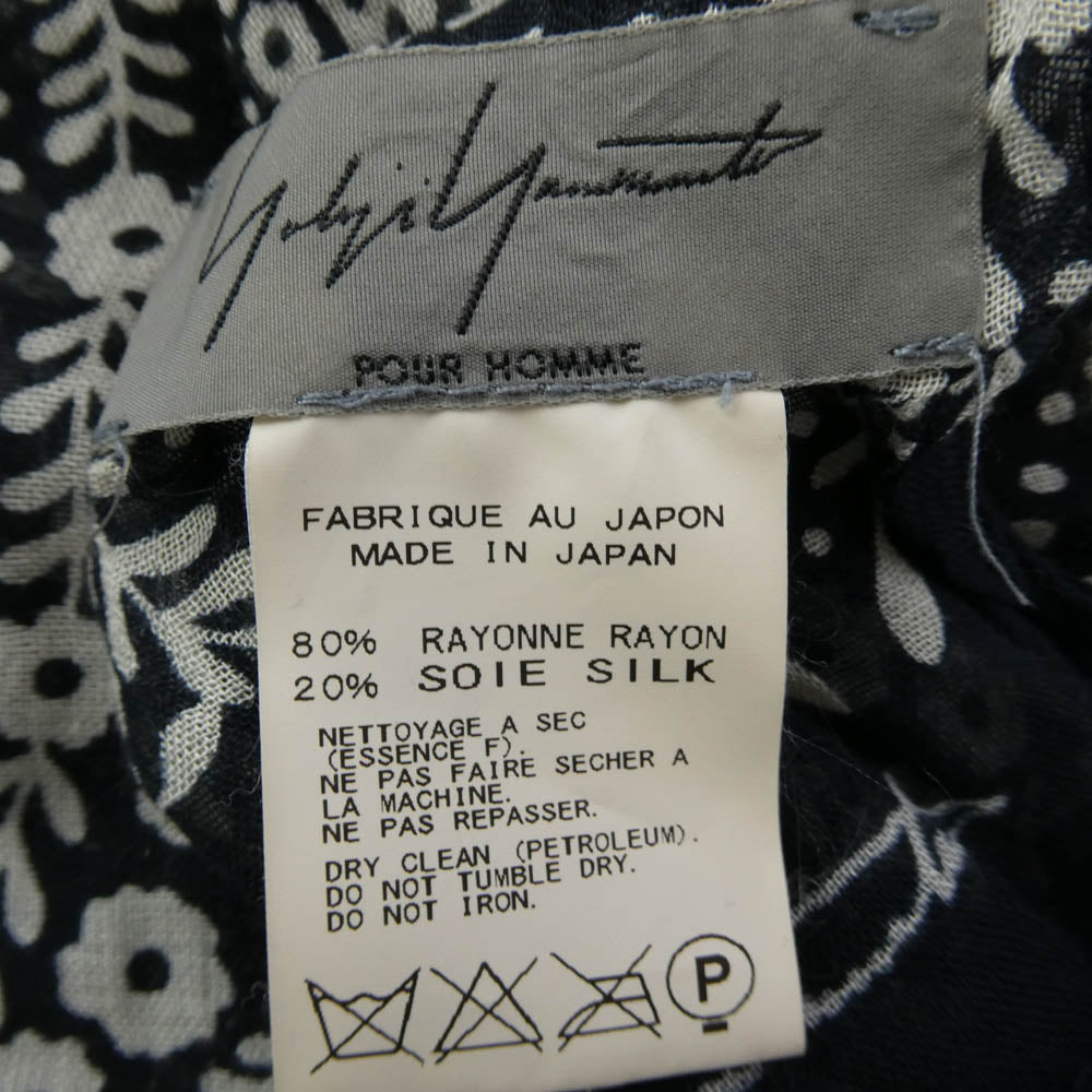 Yohji Yamamoto POUR HOMME ヨウジヤマモトプールオム 15SS HU-L03-243 シルク混レーヨン ストール ブラック系 ホワイト系【中古】