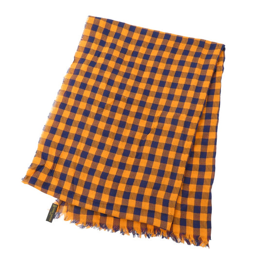 LOUIS VUITTON ルイ・ヴィトン ロゴ刺繍 エトール マサイチェック コットン ストール オレンジ系【中古】