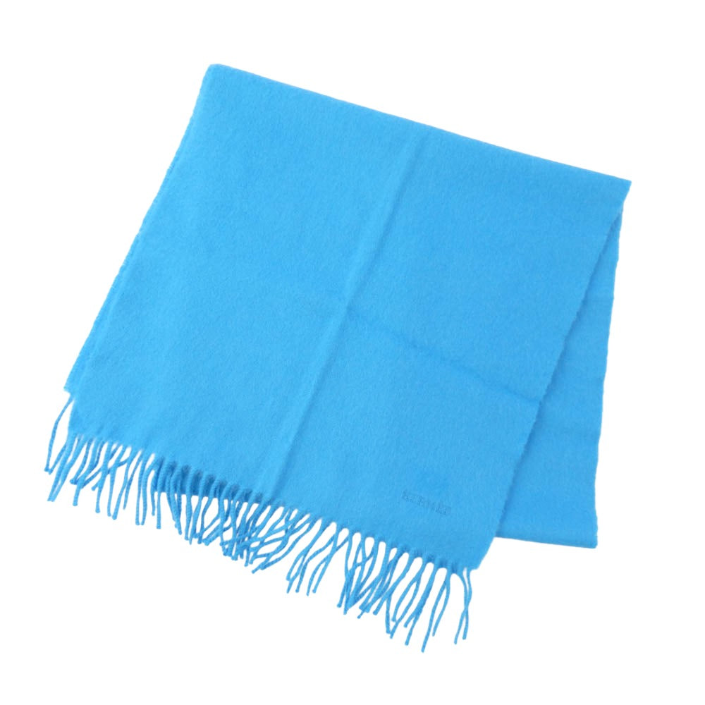 HERMES エルメス 英国製カシミヤ100％ マフラー ブルー系【中古