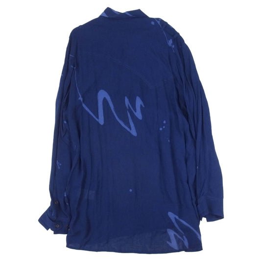 Yohji Yamamoto POUR HOMME ヨウジヤマモトプールオム 17SS HB-B78-210 総柄 長袖 レーヨン シャツ ネイビー系 1【中古】