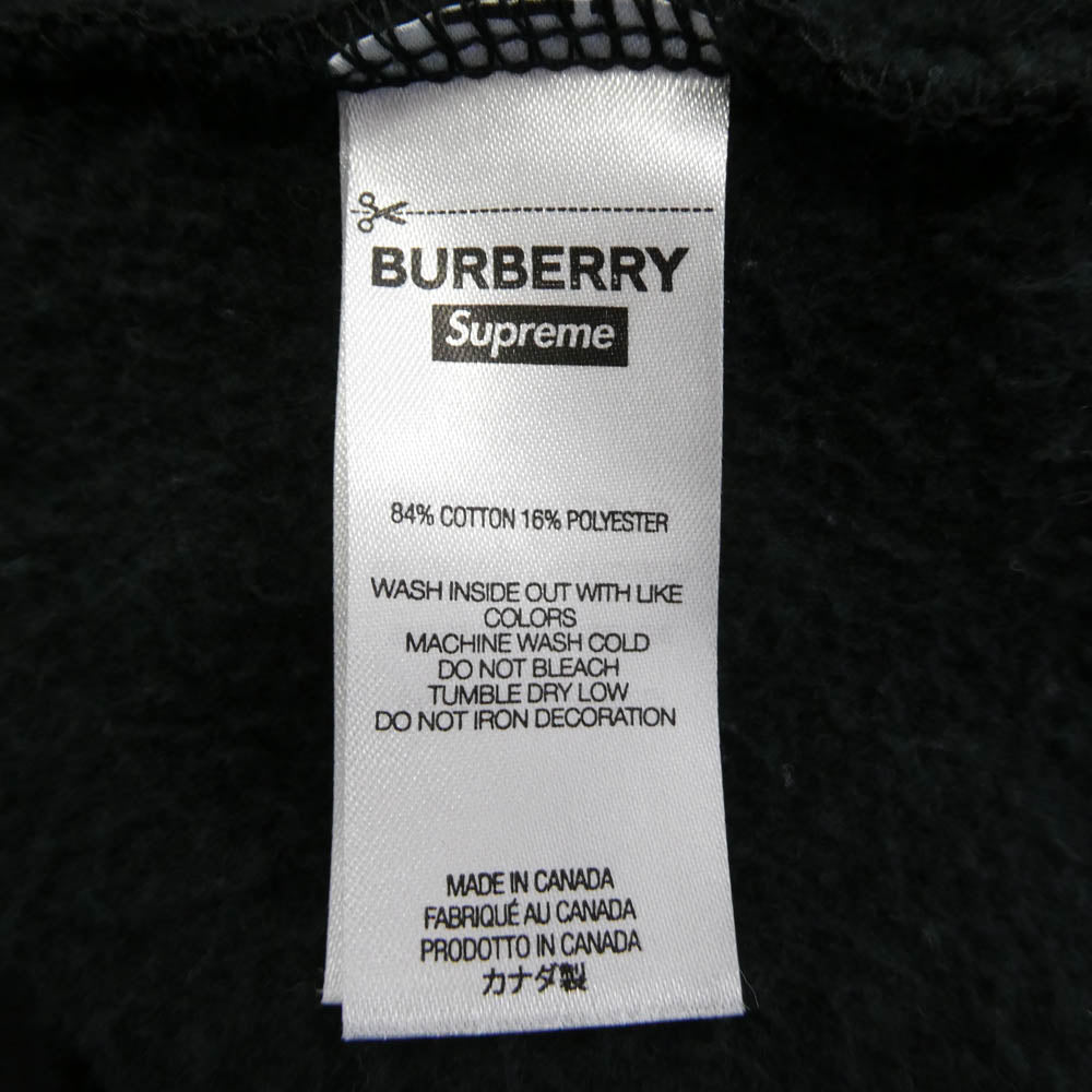 Supreme シュプリーム BURBERRY バーバリー 22SS × Burberry バーバリー Box Logo Hooded Sweatshirt ノバチェック ボックスロゴ プルオーバーパーカー ブラック系 M【中古】