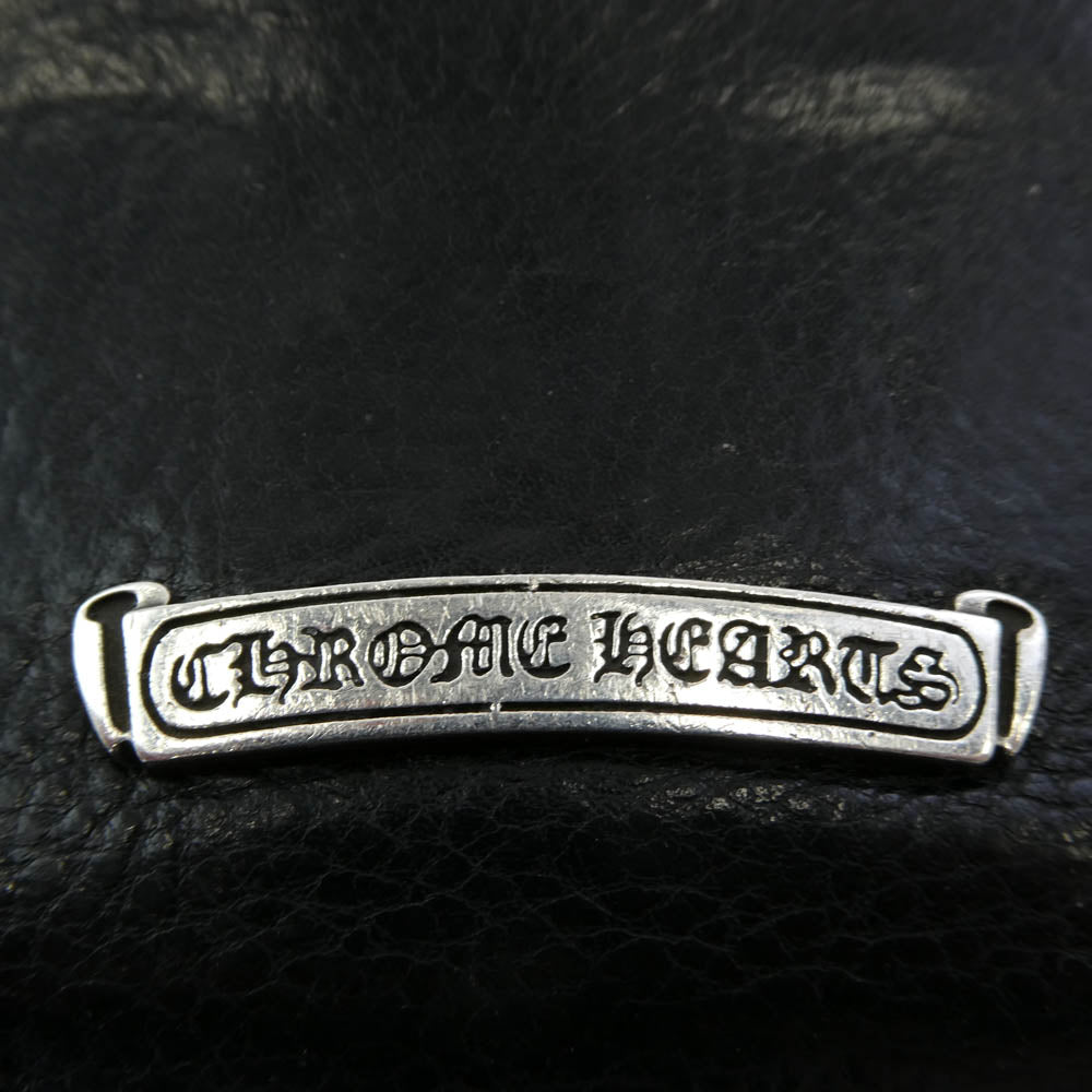 CHROME HEARTS クロムハーツ(原本無) REC F ZIP ゼロピラミッドスタッズコーナー ラウンドジップ レザー ウォレット 財布 ブラック系 シルバー系【中古】