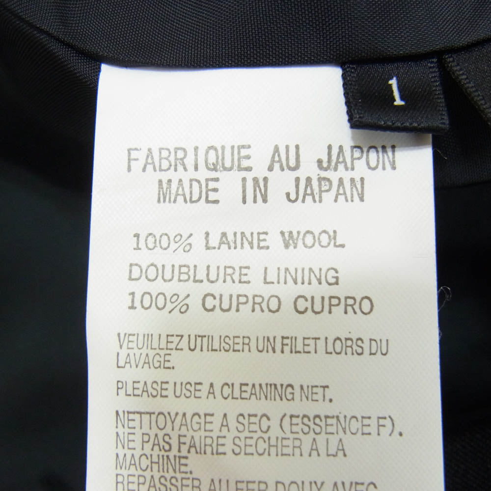 Yohji Yamamoto +NOIR ヨウジヤマモト プリュス ノアール NB-J04-100 100番ウールギャバジン ピークドラペル ショート タキシードジャケット ブラック系 1【中古】