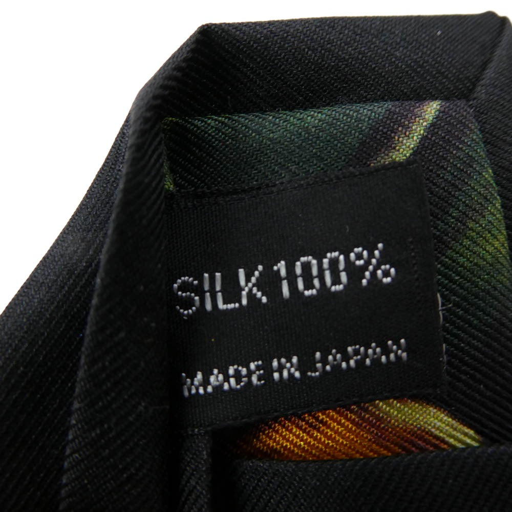 Yohji Yamamoto POUR HOMME ヨウジヤマモトプールオム シルク100% フラワー総柄 ネクタイ ブラック系 オレンジ系【中古】