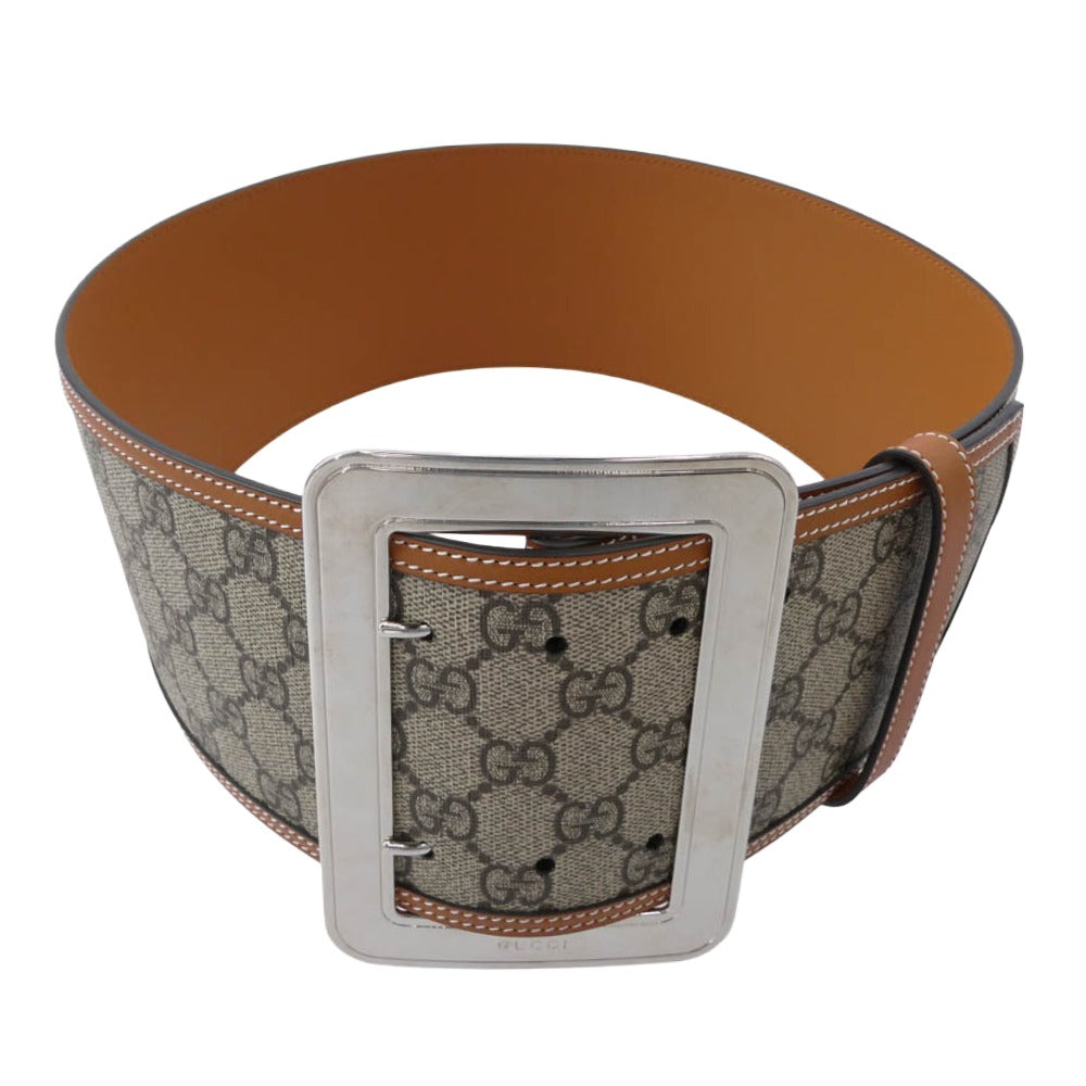 美品 GUCCI グッチGGロゴ ワイドベルト ブラウン 保存袋付き
