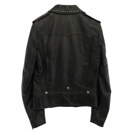 SAINT LAURENT サンローラン 533659 YC2QO STUDDED LEATHER MOTORCYCLE JACKET スタッズ モーターサイクル レザー ライダースジャケット ブラック系 44【中古】