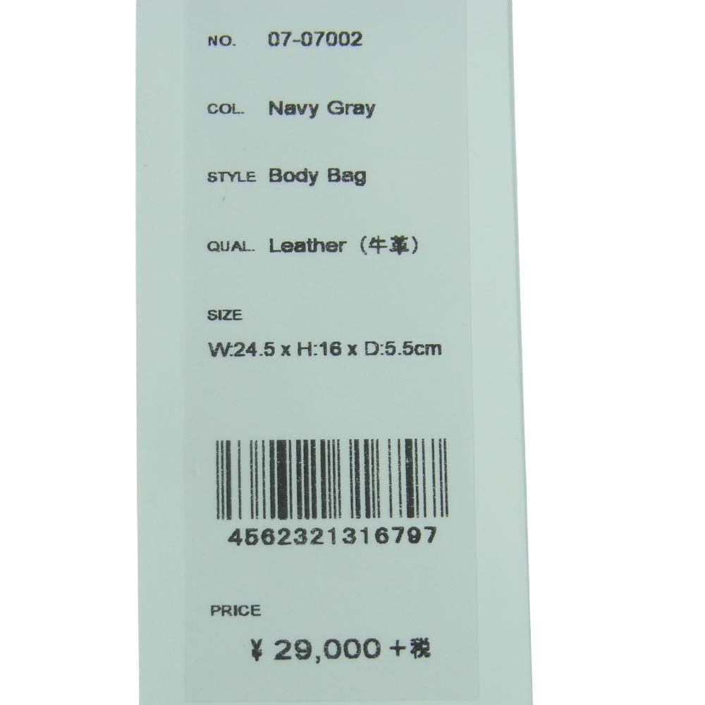 aniary アニアリ 07-07002 Shrink Leather シュリンク レザー ボディ バッグ ネイビーグレイ ネイビー系 Navy Gray【新古品】【未使用】【中古】