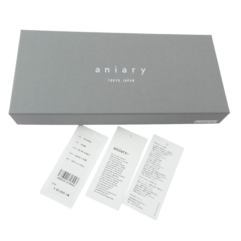 aniary アニアリ 36-20022 Artisan Leather アルティザン レザー ラウンドファスナー 長財布 ウォレット グレージュ グレージュ系【新古品】【未使用】【中古】