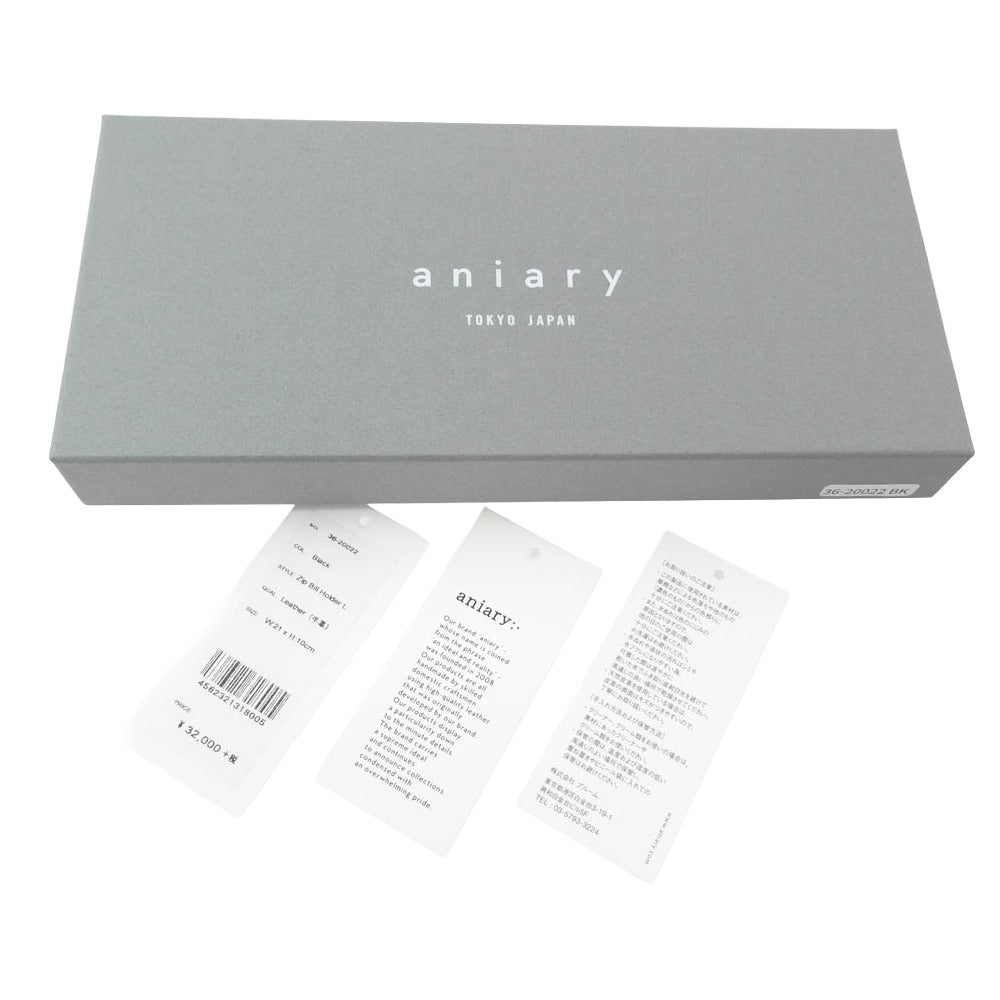 aniary アニアリ 36-20022 Artisan Leather アルティザン レザー ラウンドファスナー 長財布 ウォレット ブラック ブラック系【新古品】【未使用】【中古】