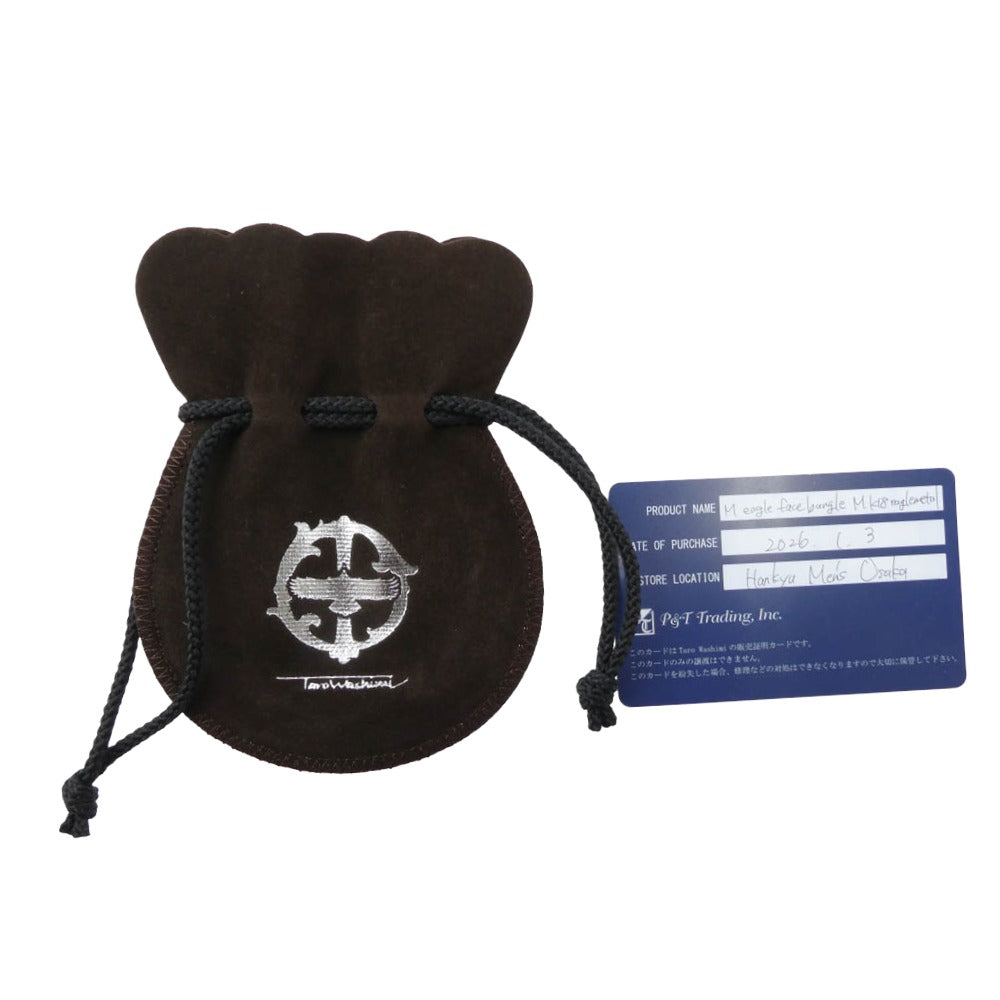 TARO WASHIMI ワシミタロウ 鷲見太郎 販売証明カード付属 eagle face bangle arabesque K18 metal イーグル フェイス アラベスク バングル シルバー系【美品】【中古】