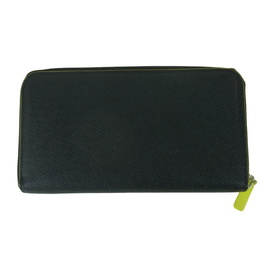 PELLE MORBIDA ペッレモルビダ PMO-BA311BI ラウンドジップ レザー ウォレット 長財布 ブラック系 イエロー系 BLACK × YELLO【中古】