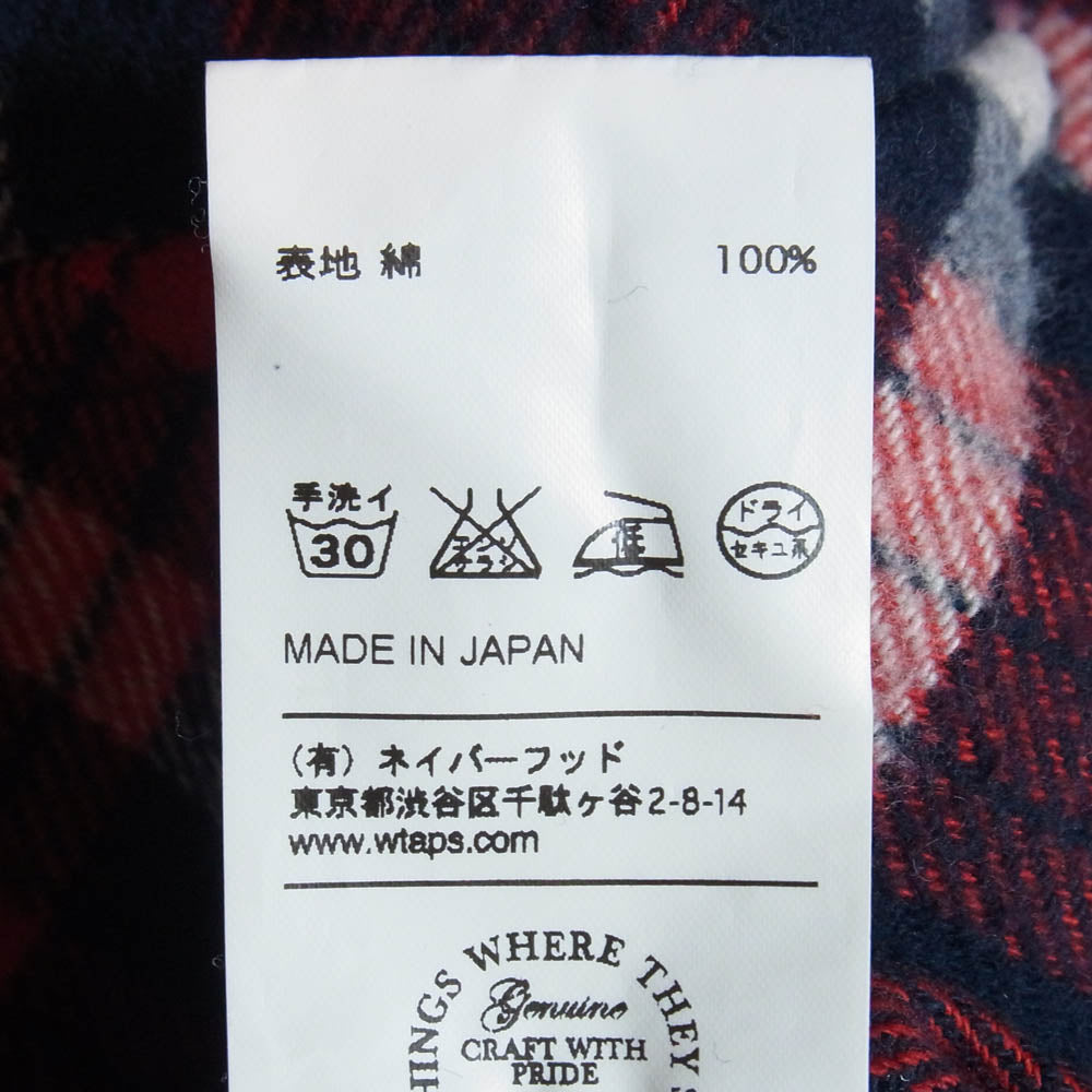 WTAPS ダブルタップス 15AW 15GWDT-SHM04 VATOS L/S 02 SHIRT COTTON TEXTILE コットン チェック柄 長袖シャツ レッド系 S【中古】