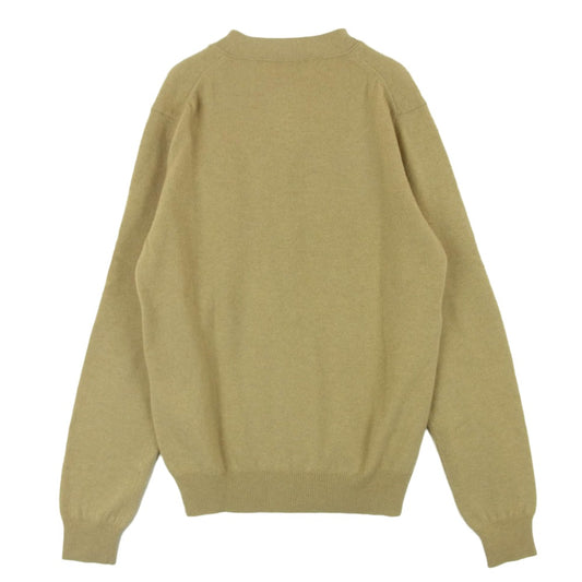 PLAY COMME des GARCONS プレイコムデギャルソン AZ-N024 19SS V-Neck Cardigan With Black Emblem ハートワッペン Vネック ウール カーディガン ライトブラウン系 S【中古】