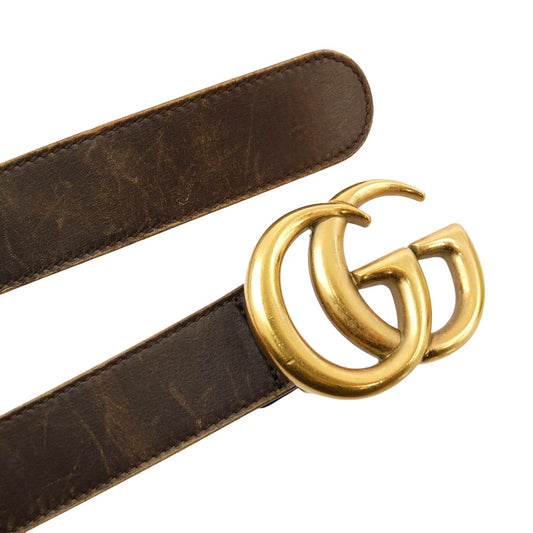 GUCCI グッチ 75-30-037-1450-1654 GG マーモント レザー ベルト ブラウン系【中古】