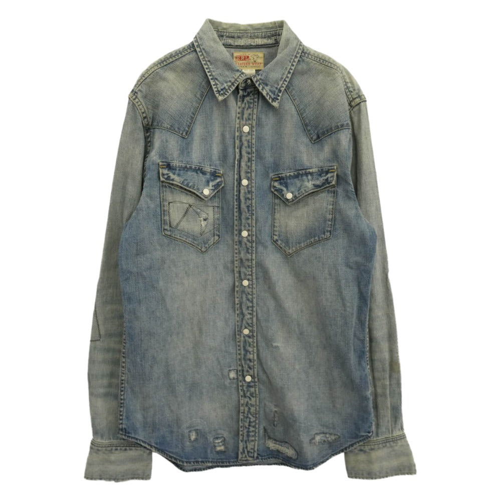RRL ダブルアールエル Denim Western Shirt リペア ダメージ 加工