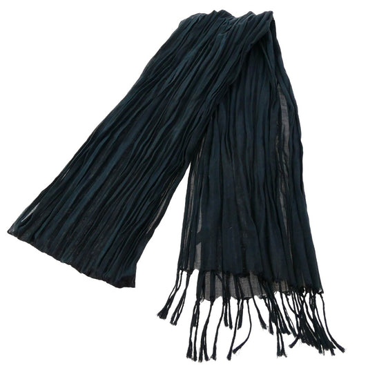 DIOR HOMME ディオールオム 05SS エディ期 コットン フリンジ ストール マフラー ネイビー系【中古】