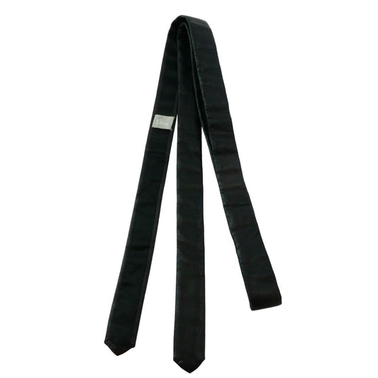 DIOR HOMME ディオールオム 06SS エディ期 レザー ナロー ネクタイ ブラック系【中古】