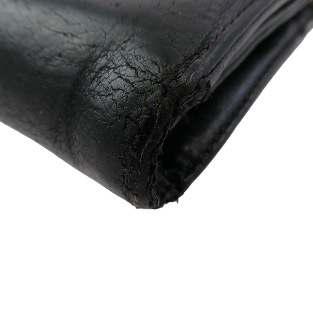 CHROME HEARTS クロムハーツ(原本無) WAVE WALLET ウェーブ ウォレット クロスボールボタン ダガージップ レザー 長財布 ブラック系【中古】