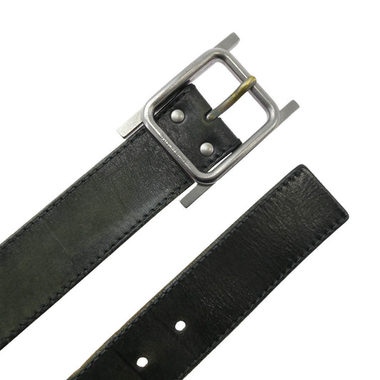 DIOR HOMME ディオールオム 05AW エディ期 グラムロック期 Hバックル レザー ベルト ブラック系 80【中古】