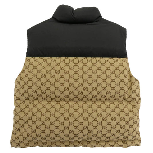 GUCCI グッチ 774910 Z9AAT Cotton Vest GG コットン キャンバス ダウン ベスト 36 ブラウン系 ブラック系 36【極上美品】【中古】