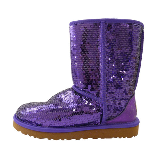 UGG アグ 3161 W CLASSIC SHORT SPARKLES クラシック ショート スパークルズ ブーツ パープル系 24cm【極上美品】【中古】