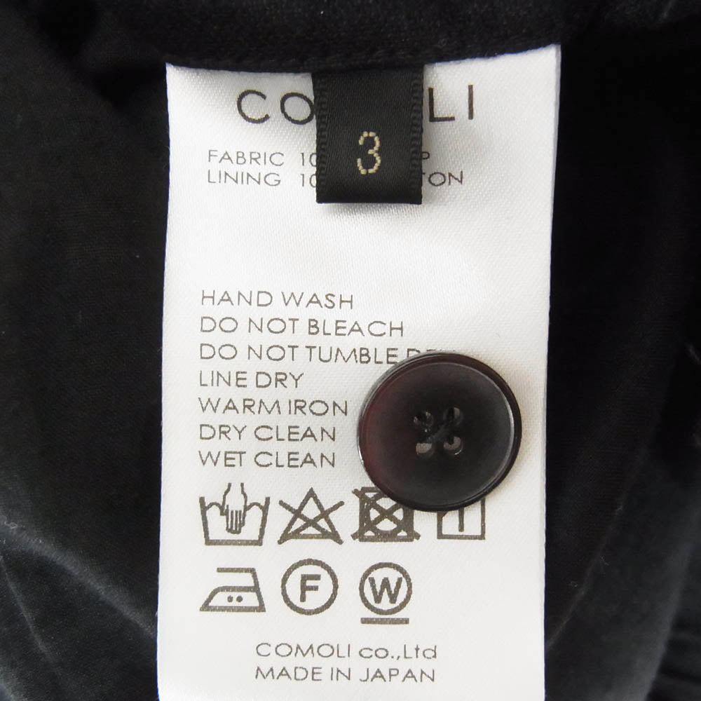 COMOLI コモリ 24SS Z01-01007 カナパ ジップ ショート ジャケット ブラック系 3【中古】