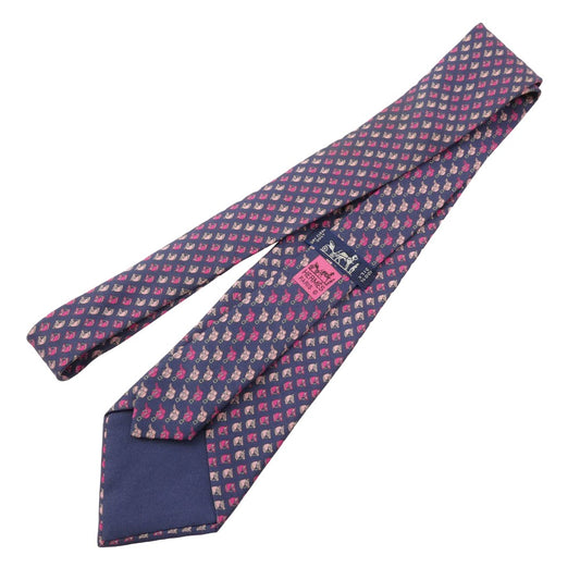 HERMES エルメス 馬柄 総柄 シルク ネクタイ ピンク系【中古】