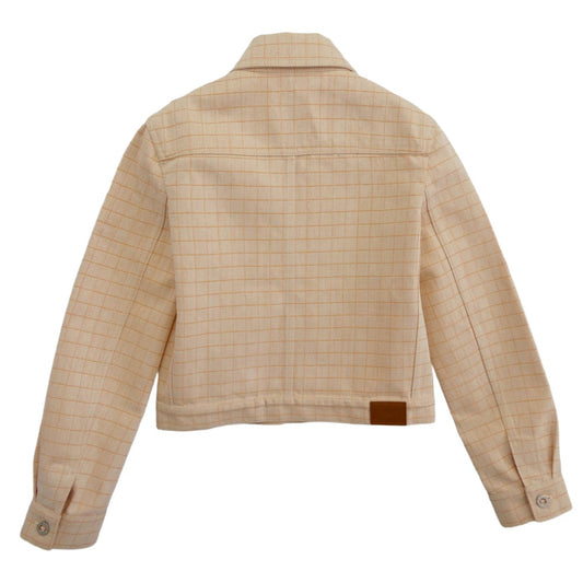 HERMES エルメス 25AW H5H0251DGA336 ロゴレザーパッチ タッタソール デニム ジャケット オレンジ系 34【極上美品】【中古】